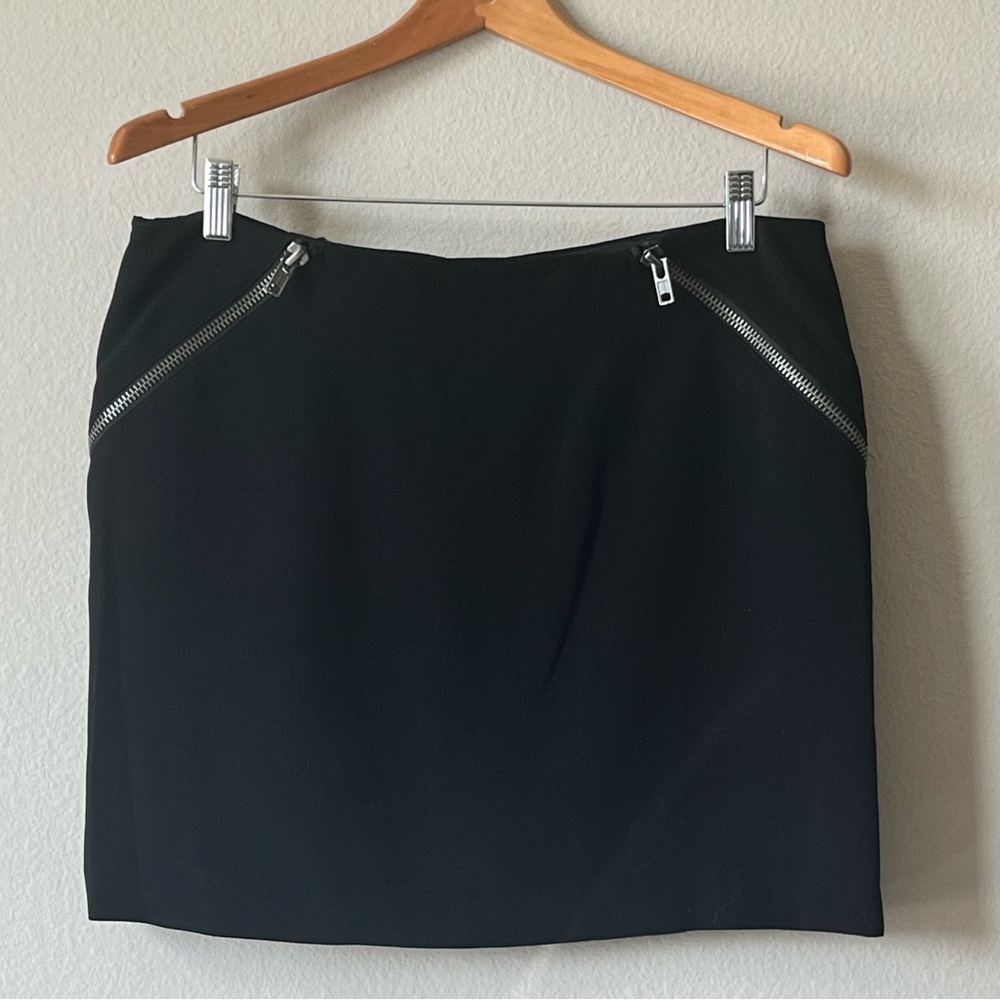 BCBGeneration Black Mini Skirt with Zipper Detail Punk Goth Grunge Size 12